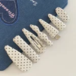 Top Fabric Hairpins for Stylish Bangs Control with Cute Polka Dot Design