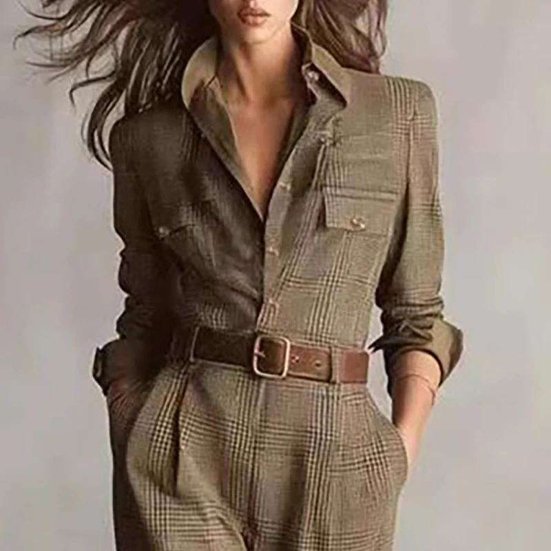 Stylish Vintage Plaid Jumpsuit Review for Comfortable Slim Autumn Wear